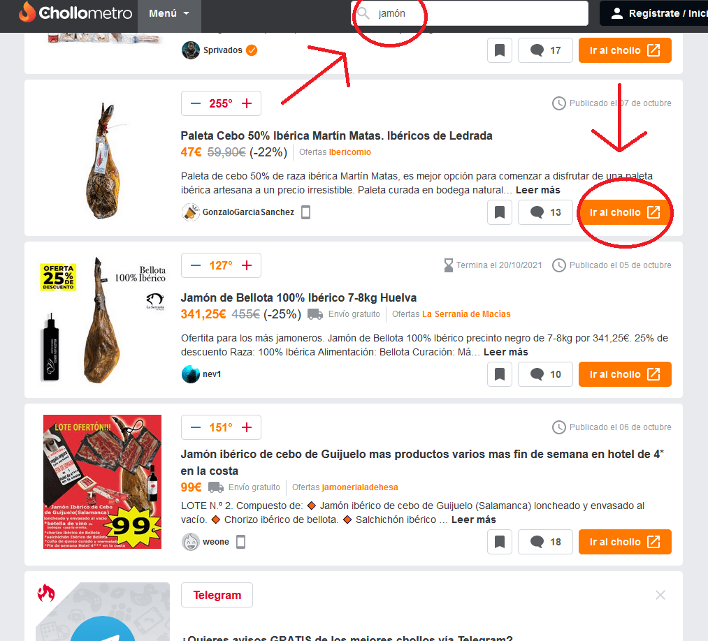 chollometro oferta jamon barato